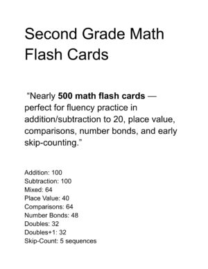 2nd Grade Math Flash Cards